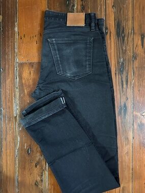Shockoe Atelier Slim Candiani Black Selvedge Denim, Size 33